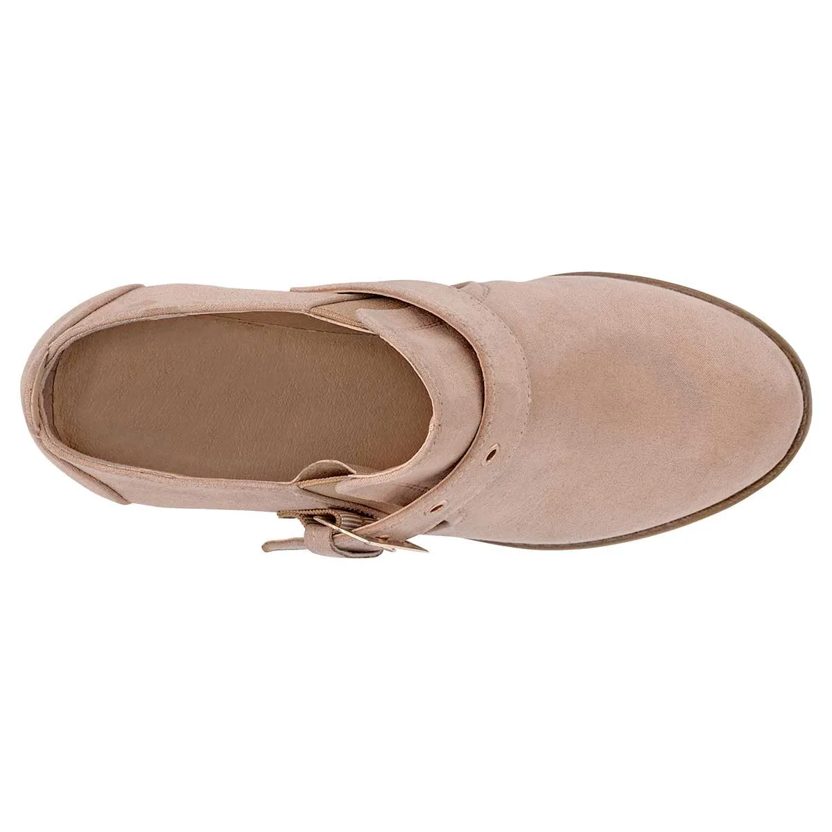 Botin con Tacon Exterior Textil Color Beige  Para Mujer De RBCOLLECTION